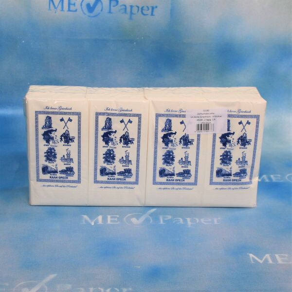 Zelltuchservietten, 40x40 cm, 2-lagig, 1/8 Falz, Motiv Griechenland,  4x250 Stk./Karton