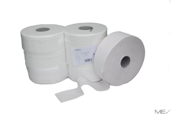 Jumbo-Toilettenpapier, 2-lagig, Zellstoff weiß, MIDI, Dm:25 cm, 6 Rollen/Pack