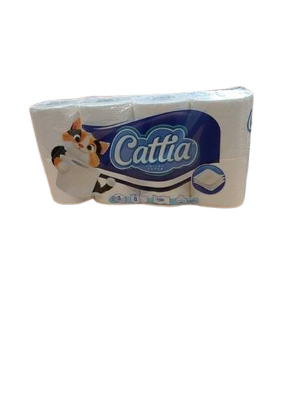 Toilettenpapier, 3-lagig, 150 Blatt Zellstoff, weiss, 8x8 Rollen/Pack