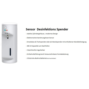 Sensor-Seifenspender für Desinfektion, 300 ml, nachfüllbar