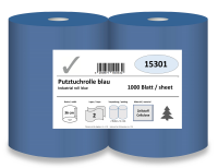 Putztuchrolle, 2-lagig, 36 x 33 cm, 1000 Blatt, blau,...