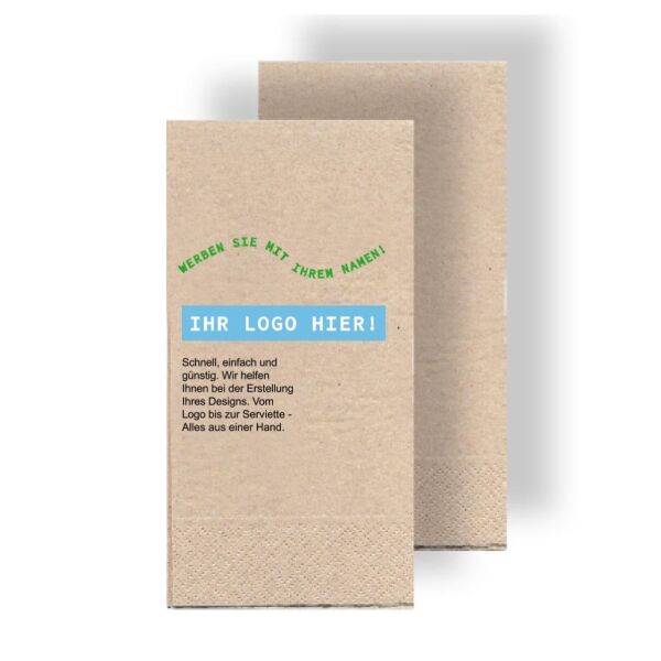 Servietten bedruckt, 33x33 cm, 1-lagig, 1/8 Falz, Recycling, 10x500 Stück
