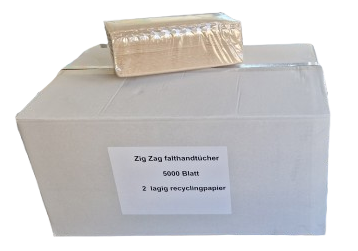 Papierhandtücher, Recycling ÖKO braun, 2-lagig, ZZ/V-Falz, weiß, 5000 Blatt/Karton